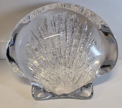 Vintage Daum France Clear Art Glass Oyster Seashell Paperweight - £92.70 GBP