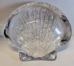 Vintage Daum France Clear Art Glass Oyster Seashell Paperweight - $117.81