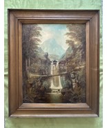 1910s French oil painting on panel. Romanticism bucolic Landscape Cottag... - $523.45 CAD