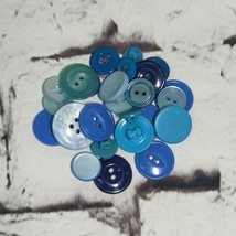 Vintage Blue Buttons Lot Collection Crafts Scrapbooking  - $11.88