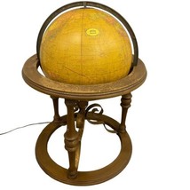 Vintage George Cram Deluxe Political Terrestrial Globe Lighted Wheeled Stand 16&quot; - £15.15 GBP