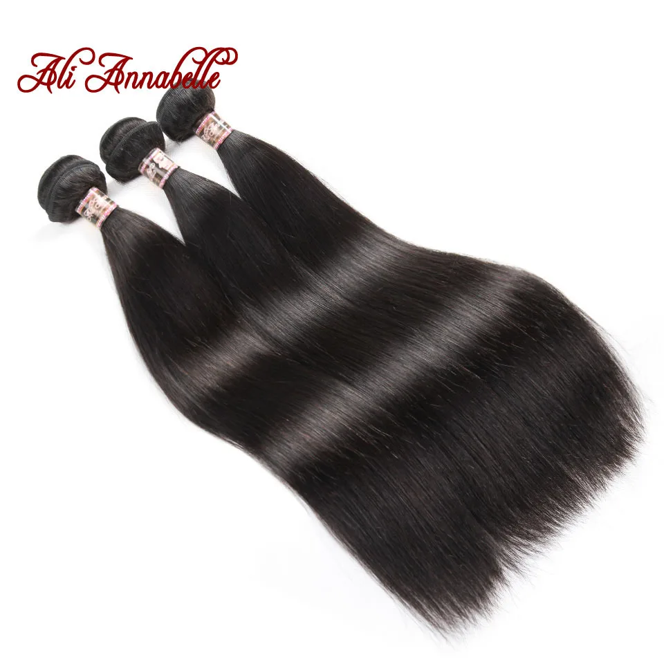 ALI ANNABELLE Malaysian Straight Human Hair Bundles 1/3/4 Piece Natural Color - £45.66 GBP+