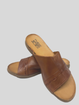 MIZ MOOZ WOMEN&#39;S   LEATHER SLIP ON  SANDALS BRANDY 37EU / 7US  # A-65 - $39.95