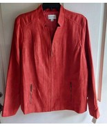 Studio Works Womens Faux Suede Zip Up Blazer Jacket Size 16 Rust Vintage... - $32.43