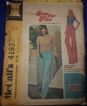 McCall’s Misses’ Pants &amp; Wall Catch All Size 26 ½  #4193 Uncut - £3.98 GBP