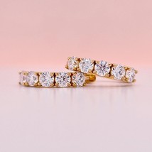 2CT Round Cut Lab-Created Diamond Hoop Earrings Women&#39;s 14K Yellow Gold ... - $137.19