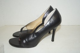 COLIN STUART d&#39;Orsay Black Leather High Heel Pump Open Toe Thong Sz 10 - £23.65 GBP