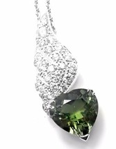 Rare! Authentic Piaget 18k White Gold Diamond Peridot Heart Pendant Necklace - £4,631.27 GBP