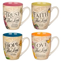 Christian Art Gifts Novelty Floral Ceramic Scripture Coffee &amp; Tea Mug Se... - £16.96 GBP