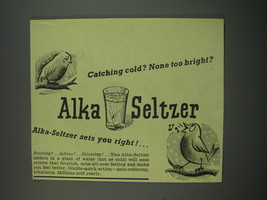 1949 Alka-Seltzer Medicine Ad - Catching cold? None too bright? - $18.49