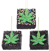 Kurt Adler Foam Cannabis Brownie with Sprinkles Ornaments | Set of 3 - £21.91 GBP