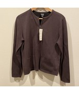 Vintage NWT Eileen Fisher Jacket Round Neck Zip Brown Spa Wear Small - $69.66