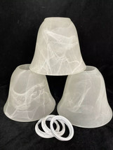 3 vtg Lamp Shade Frosted Marbled Swirled Smokey Glass Replacement Light w/ rings - £55.20 GBP