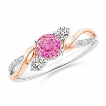 ANGARA Pink Sapphire and Diamond Twisted Vine Ring for Women in 14K Solid Gold - £708.15 GBP