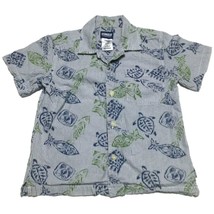 Vintage OshKosh The Genuine Article Boys Stripe Button Shirt Sz 5 Blue Turtles - $19.02