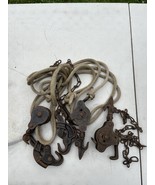 Vintage 3 Block and Tackle Barb Wire Fence Stretcher with rope &amp; More - $1,034.33 MXN