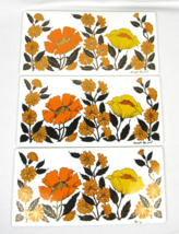 Vintage Georges Briard Orange &amp; Yellow Flowers w/Gold Metal Tiles Trivet 9.5x5&quot; - £11.22 GBP