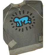 Keith Haring Junk Food Blue Crawling Baby Long Sleeve Gray T-Shirt EUC U... - £19.45 GBP