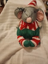 Vintage Department 56 Sitting Soft Stuffed Plush Stripes Christmas Mouse... - $14.68