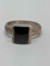 Vintage Sterling Silver 925 MWS Thailand Black Onyx Ring Size 6 - £23.56 GBP