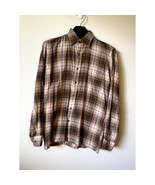 Vintage Viyella Wool Blend Shirt Brown Tartan Plaid Bill Wynn PTP 22 EUC - $818.40 MXN