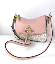 Michael Kors Amy  Messenger Bag Vanilla Canvas Dusty Rose Crossbody $298 B3P - $98.89