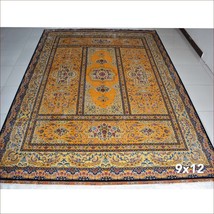 9&#39; x 12&#39; Large Orange Living Room Area Rug 100 Silk Handmade Hand Knotted Carpet - £4,396.45 GBP