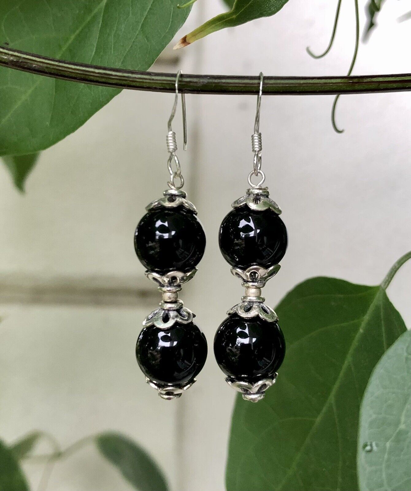 Plata de Ley 925 + Cuentas Rnd de 10 mm Ónix Negro Original 2 - $15.78