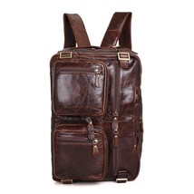 Large Capacity First Layer Cow Leather Men Bags 14&quot; Laptop Briefcase - £194.07 GBP