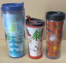 Lot Of (3) Starbucks Coffee Company 8 - 16 Oz Holiday Travel Tumblers Lenticular - £48.04 GBP