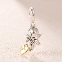 2019 Valentine Release Shine Two Tone Cupid &amp; You Dangle Charm 18K Gold Overlay  - £14.06 GBP