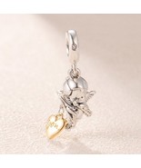 2019 Valentine Release Shine Two Tone Cupid &amp; You Dangle Charm 18K Gold ... - £13.84 GBP