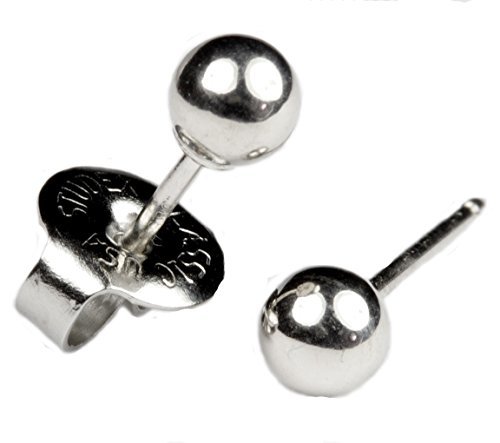 Primary image for Ear Piercing Earrings Silver 4mm Round Ball Studs "Studex System 75" Hypoallerge