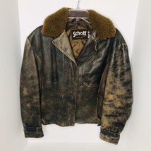Vintage Schott Women’s Brown Leather Bomber Jacket USA 1980’s Motorcycle - £224.33 GBP