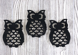 Vintage Taiwan Black Cast Iron Owl Trivet Footed Hot Plate Plant Stand Set of 3 - £9.60 GBP