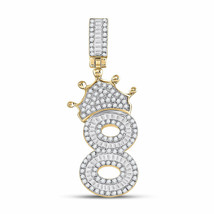 10kt Yellow Gold Mens Round Diamond Number 8 Crown Charm Pendant 3/4 Cttw - £398.30 GBP