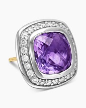 Purple Amethyst Stud Earrings With Moissanite 925 Sterling Silver Earrings - $60.00