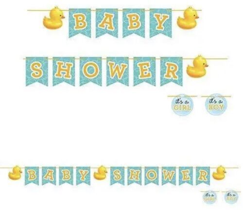 6.5’ Bubble Bath Baby Shower Shaped Ribbon Banner Rubber Ducky boy or girl - $3.75