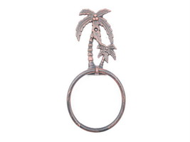 [Pack Of 2] Rustic Copper Cast Iron Palm Tree Towel Holder 9&quot; - £41.36 GBP