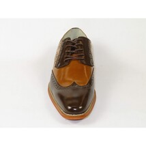 Men's Giovanni Shoes High Quality Leather Wing Tip Derby Troy Brown/Tan image 3