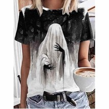 Unbranded Spooky White Black Ghost Graphic Halloween Tee NWOT X Large - £20.92 GBP