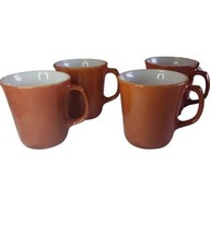 Set Of 4 Vintage Pyrex Burnt Orange D Handles Coffee Tea Cups Mugs   - $29.70