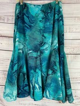 Chicos 1 Flounce Flare Midi Skirt Womens M 8 Side Zip Marble Snake Teal ... - $21.60