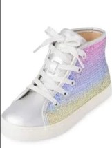 NWT Girls Rainbow Sequin Hi Top Sneakers Shoes Size 3 - £10.23 GBP
