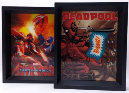 Marvel Iron Man Captain America Deadpool Framed 3D Hanging Picture Art, 9&quot;x11&quot; - £23.10 GBP