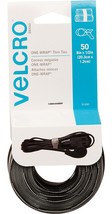 50 Cord &amp; Cable One Wraps thin TieS 8&quot;x1/2&quot; Nylon Straps Black Gray VELCRO 91590 - £21.12 GBP