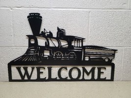 Rockin E Custom Works Powder Coated Metal Welcome train sign - 24 L X 15 H - $1,107.24 MXN