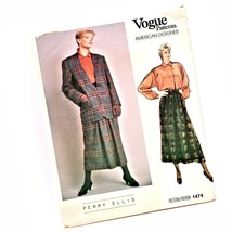 Vogue 1474 Perry Ellis Sewing Pattern Uncut Jacket Skirt Blouse Misses Size 8 - £14.76 GBP