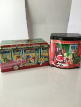 Lot of 2 M&amp;M&#39;S Metal Tins Open 24 Hours Dinner &amp; Happy Holidays  - $9.70
