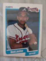 1990 Fleer Dave Justice Rookie Card! Nice Card! Free Shipping! Atlanta Braves. - £6.76 GBP